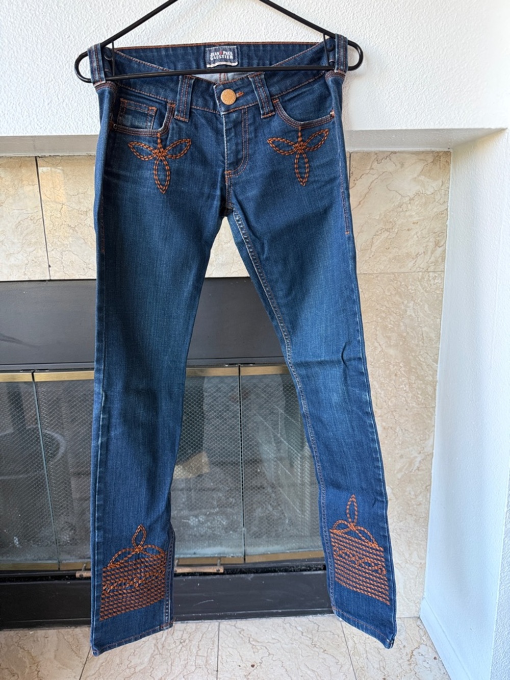 Vintage Jean Paul Gaultier Y2K Embroidered Bootcut Jeans Size 28 Italy